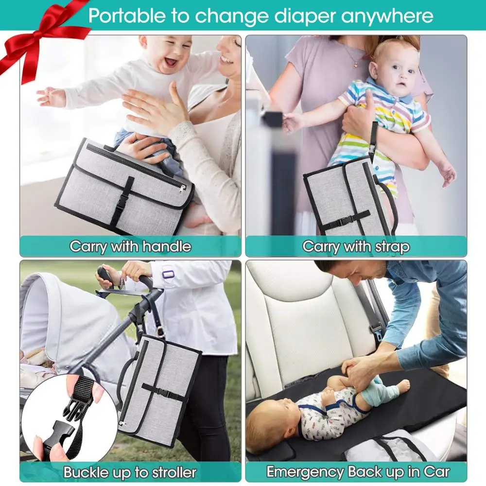  XL 6 Pockets Holding Anything Diaper changing mat Portable Baby Changing