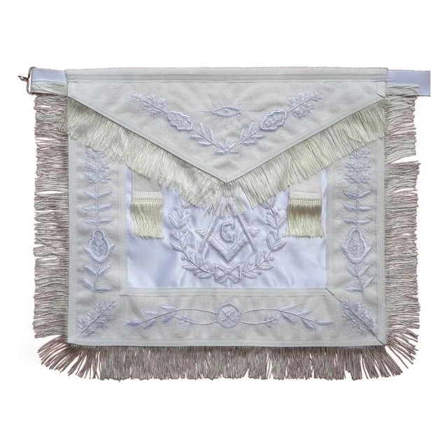 Masonic Master Mason Apron With White Fringe For Sale Product 2022 High Quality New Design Apron