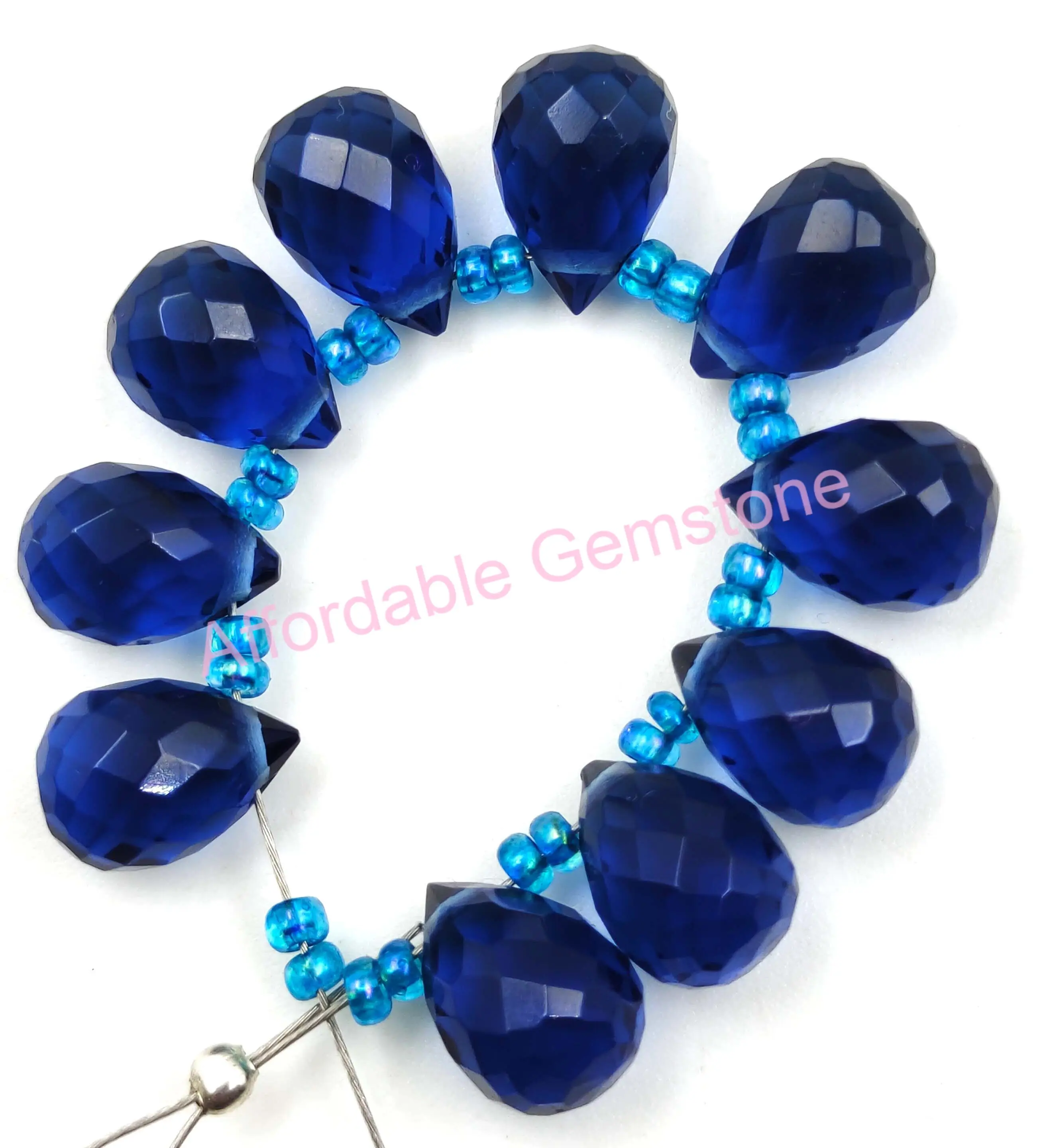 Лондонский синий кварц в форме капли драгоценный камень граненые драгоценные камни сверху сверленный изготовление ювелирных изделий полированные