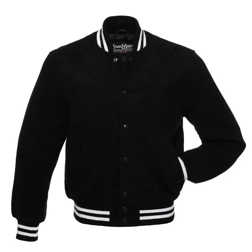Best Black full Wool varsity Letterman jacket Men