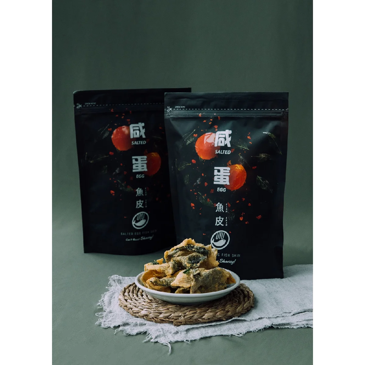 Высококачественное хрустящее соленое яйцо OYU, рыбья кожа, соленый яичный желток, хрустящая текстура 100 г, срок годности 12 месяцев, пакет, Халяль HACCP OEM