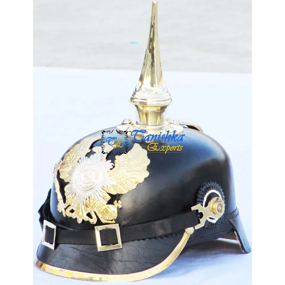 Кожаный шлем с длинными шипами, немецкий шлем Pickelhaube