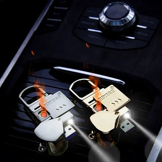 Wholesale Multifunction Rechargeable Electronic Windproof LED USB Keychain Cigarette lighter