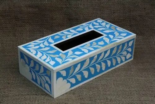 Excellent Quality Rectangular Shape Bone Inlay Tissue Box  Home & Restaurant  with suitable price | MOP Inlay Box