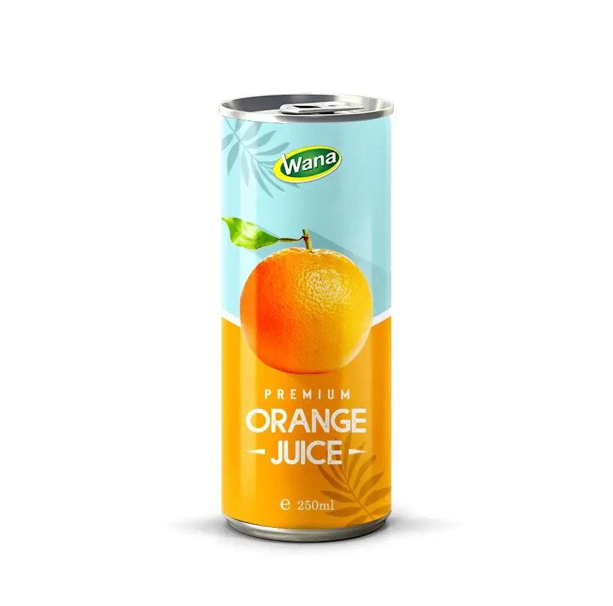 Private label/OEM -Bulk Packing Fresh Orange Juice Drink Brands for Exports in 250ml Aluminum can