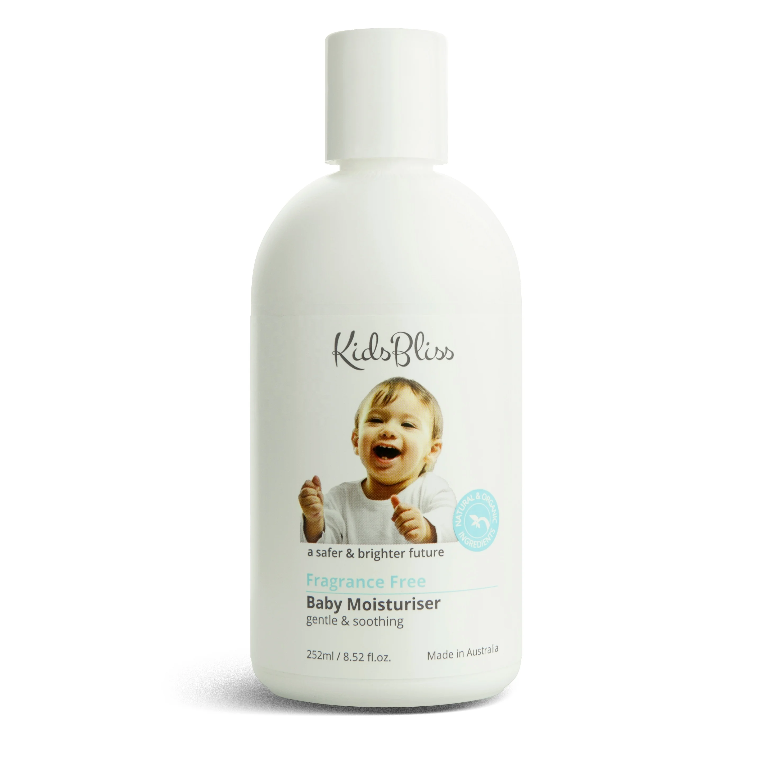 KidsBliss - Baby Moisturiser  - FRAGRANCE FREE - Australian Certified Organic (ACO) - 252ml - Pure Natural Organic