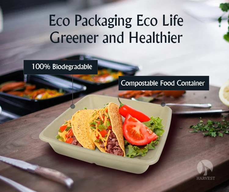 Квадратная Экологически чистая устойчивая биоразлагаемая упаковка для пищевых продуктов 8