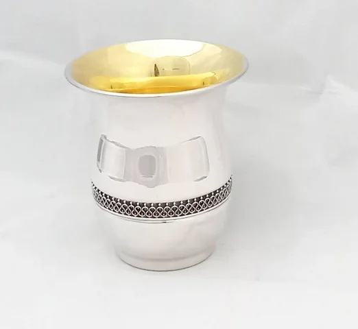 Кубок из серебра 925 пробы KIDDUSH с уникальным дизайном и покрытием филигранный дизайн Сделано в