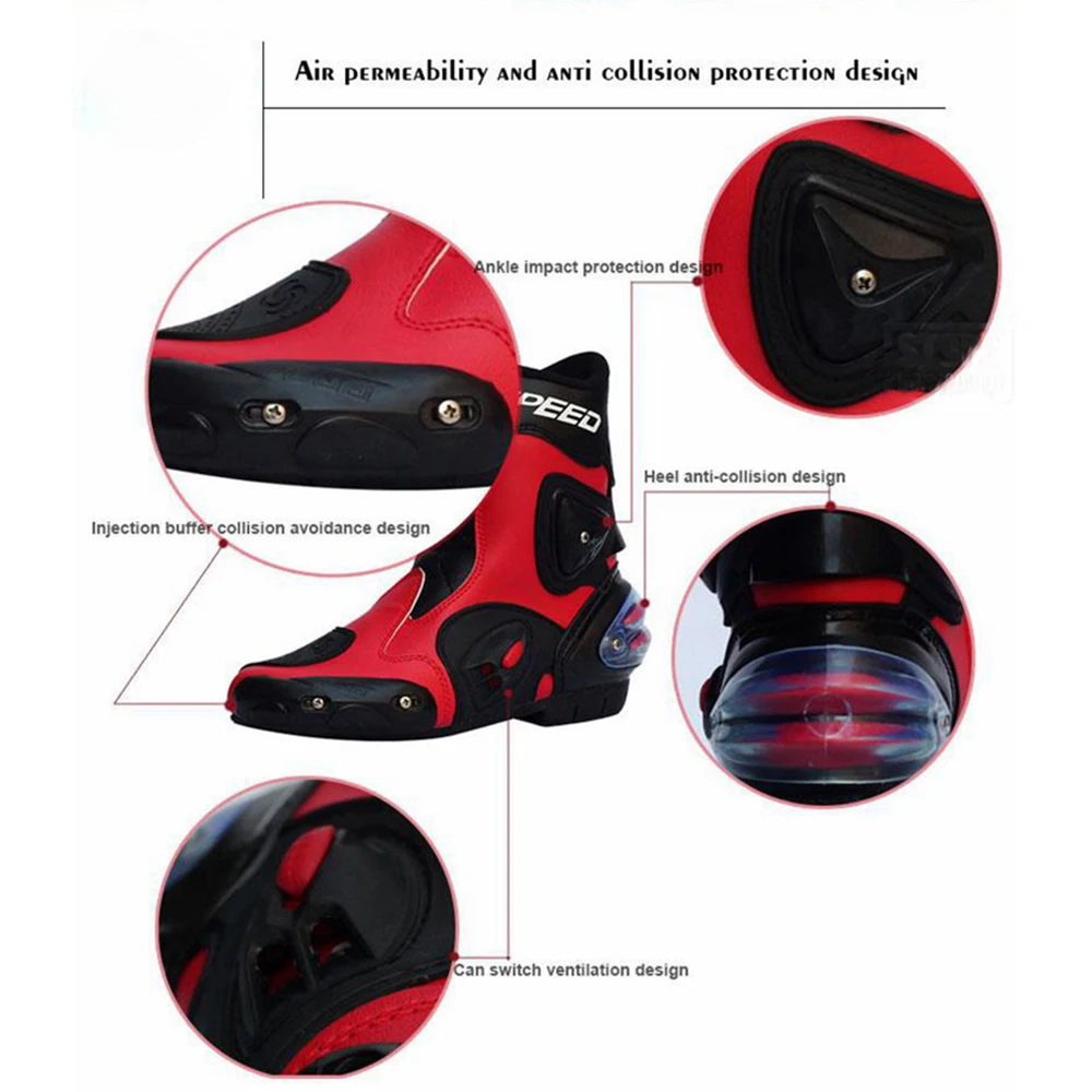 Professional Motorbike Racer Shoes in Black color Long Shoes For Bike Rider Foot Protection Shoes For Adults