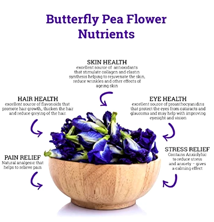 Dried Butterfly Pea Flower Tea Nature Natural Organic Premium Quality Blue Food Product of Thailand 500 g/bag