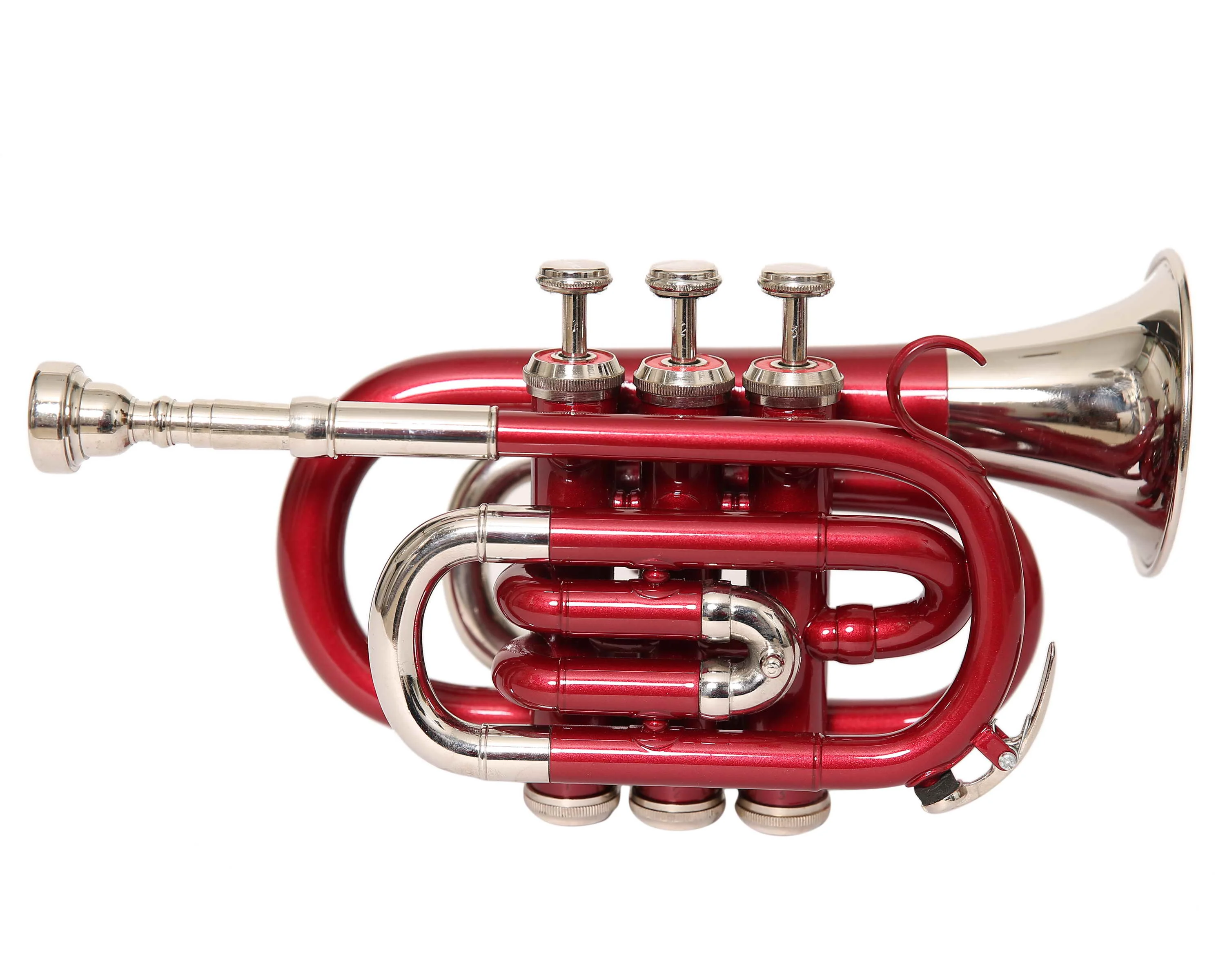 NASIR ALI NEW PROFSSSIONALL BB PITCH POCKET TRUMPET RED NICKEL PREMIUM QUALITY WITH INCLUDE HARDCASE AND MOUTHPIECE