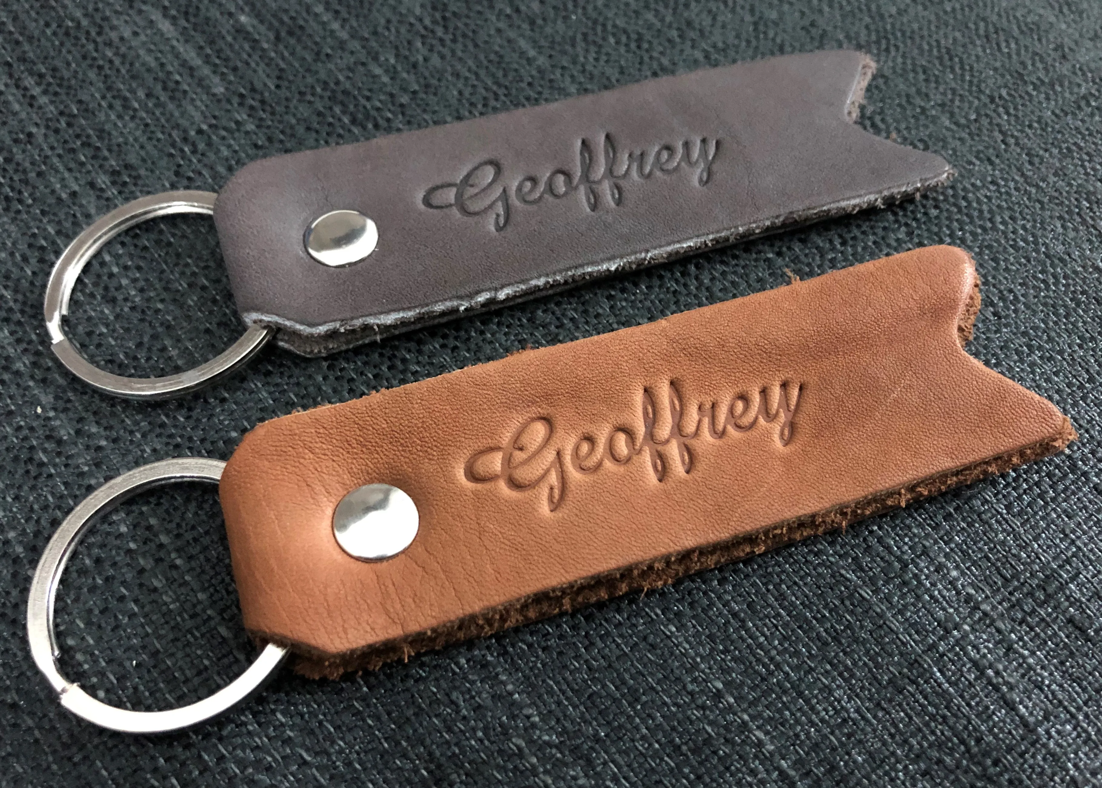 Geoffrey - Leather key chain - Customized Heat Embossing - L 9.40cm x W 2.40cm