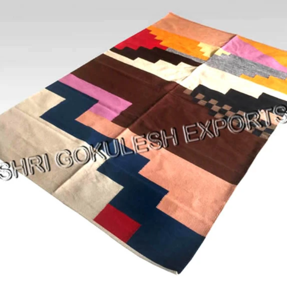 Geometric Shape Abstract Modern Design Indian Traditional Cotton Kilim Carpet For Home Decoration