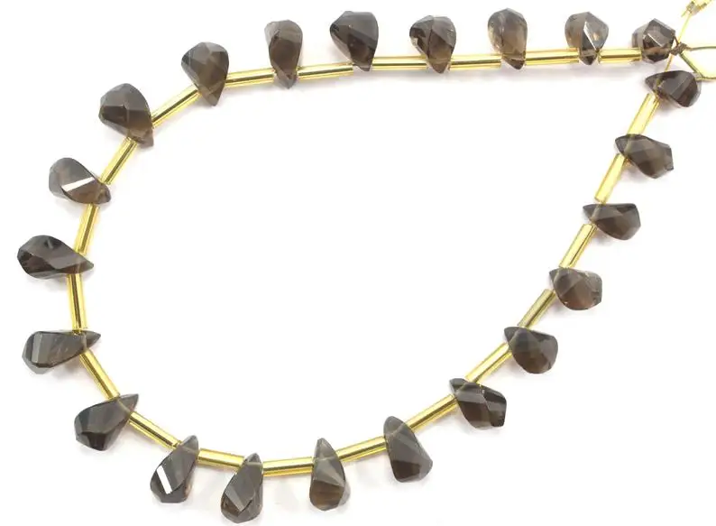 Natural Smoky Quartz Gemstone 22 Pieces Twisted Teardrop Shape Briolette Beads for Jewelry Making 2020 Popular