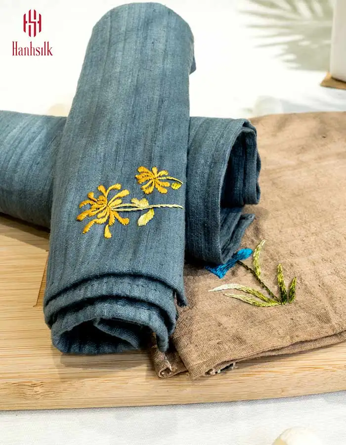 Hanhsilk Pairing And Embroidering For All Seasons Customizable Design Handkerchief SB01 from Vietnam