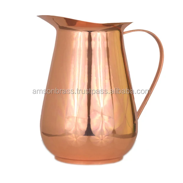 Handmade Simple Design Pure Copper Water Jug With Finest Quality Large Size Solid Copper Water Jug From India