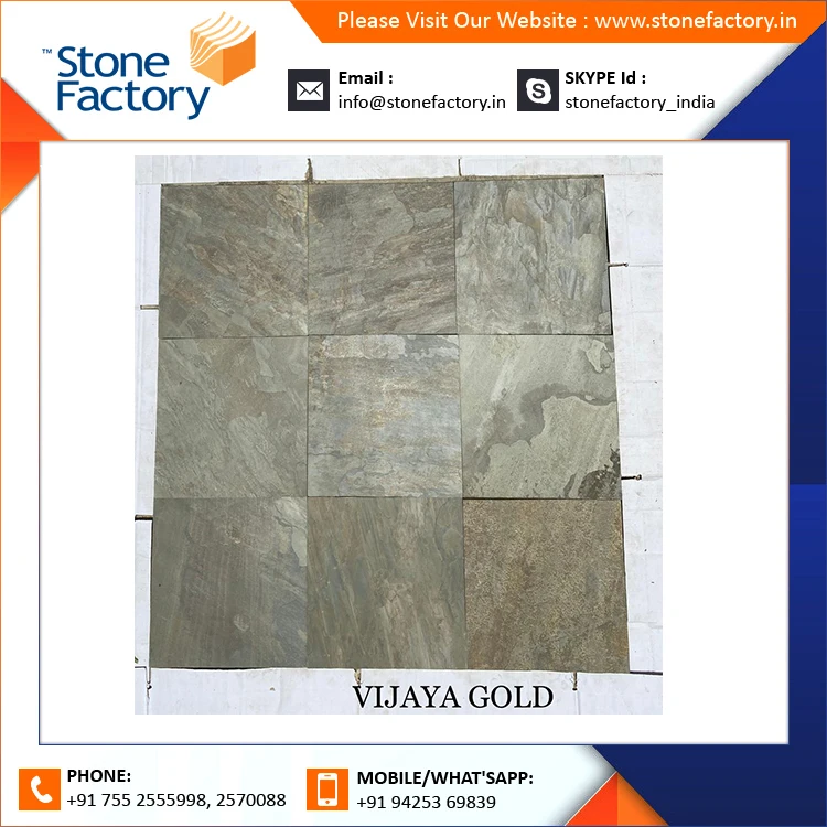 Home Decorative Design Vijaya Gold Slate Tiles for Wall And Flooring Buy At Direct Factory Price