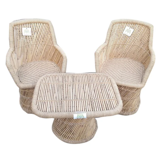 New trend outdoor luxury eco friendly cane /bamboo garden chair and table furniture set for patio/cottage/courtyard/terrace