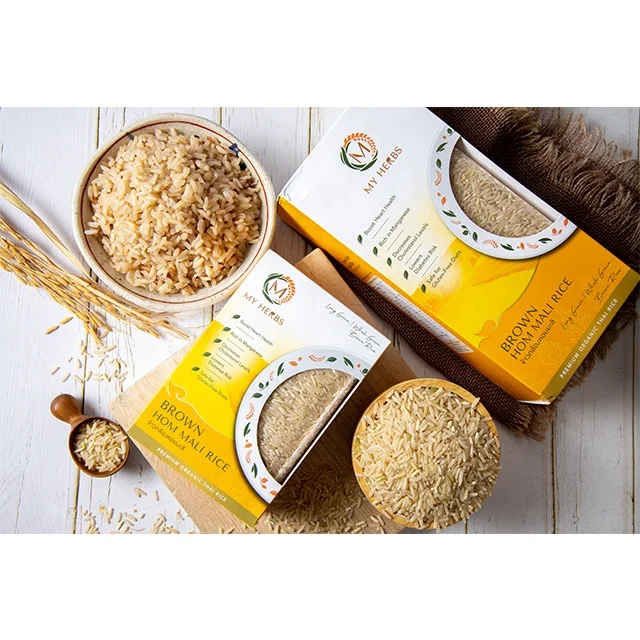 Thai Brown Jasmine Rice Brown Hom Mali Rice  2lbs Nutrients Fiber Vitamins Minerals long Grain Fresh Oganic Ready to ship