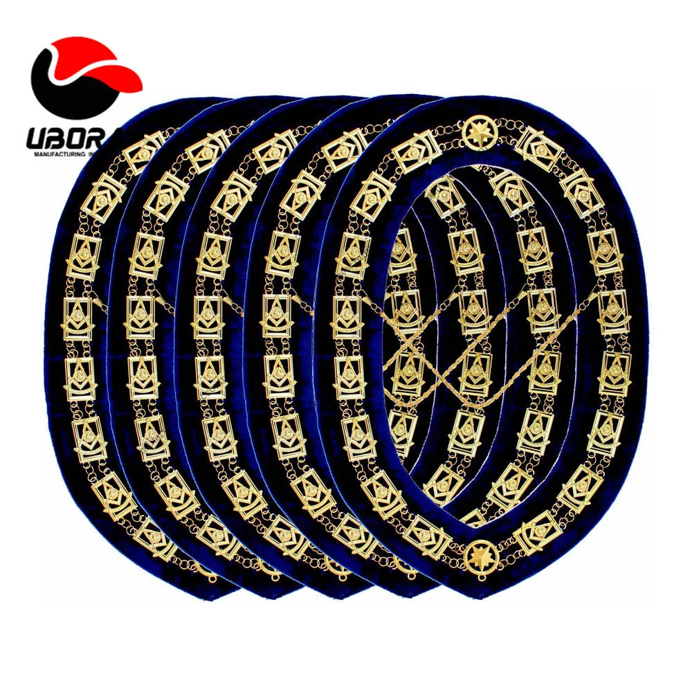 Воротник с металлической цепочкой Masonic Regalia Knight Templar золотистый на черном