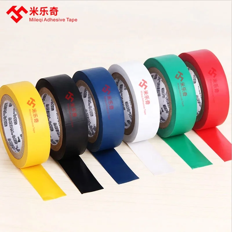 Mileqi high quality black blue green red white yellow wonder electric tape jumbo roll pvc electrical insulating insulation tape