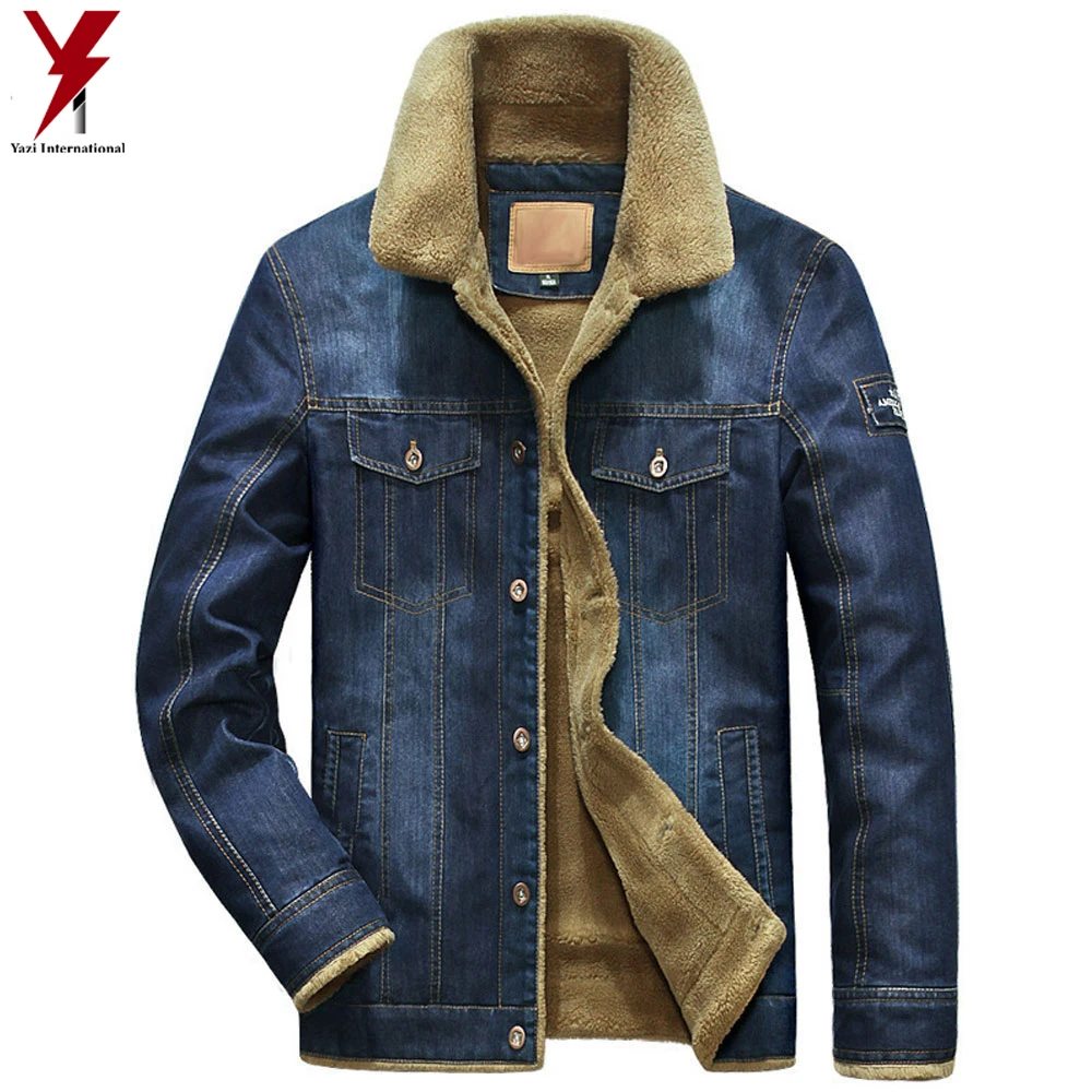 Fur Collar Men Denim Jacket Slim Fit Jacket Men Fashionable Denim Jacket