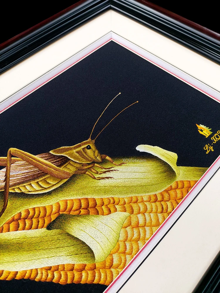 Лучшая цена картины в реалистичном стиле Кузнечик Вышивка Животных от поставщика из Вьетнама