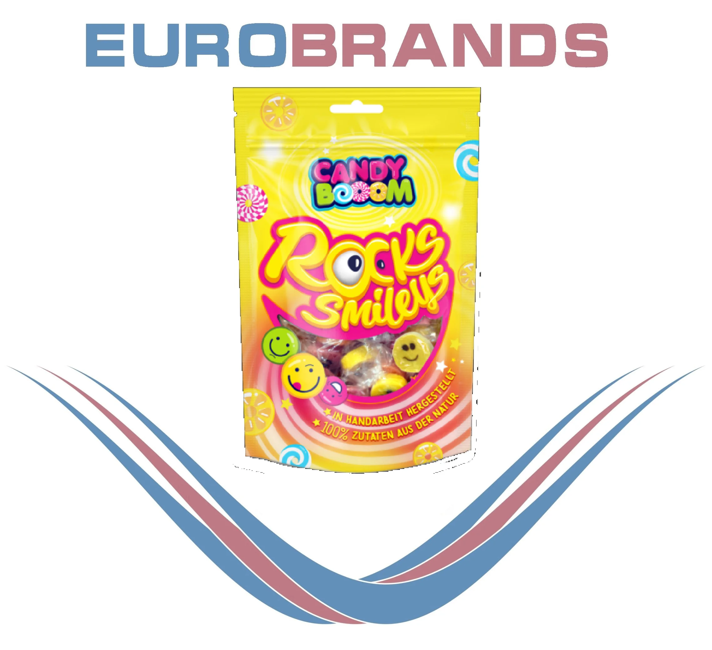 Candy Booom Rocks Smileys, 120g Doypack