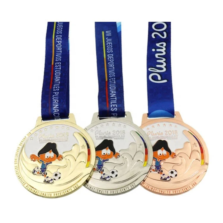 round shape custom painted football sports award gold medal (1700003885356)