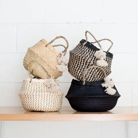 Direct supplier natural material storage basket Eco-friendly seagrass storage basket handwoven seagrass basket seagrass bag