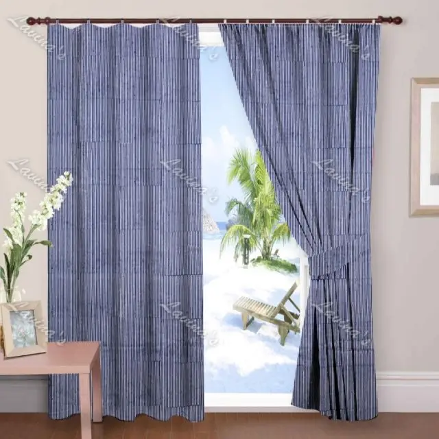 Handmade linear printed 2 pcs set blinds block printed door valance treatment pure cotton ethnic curtains
