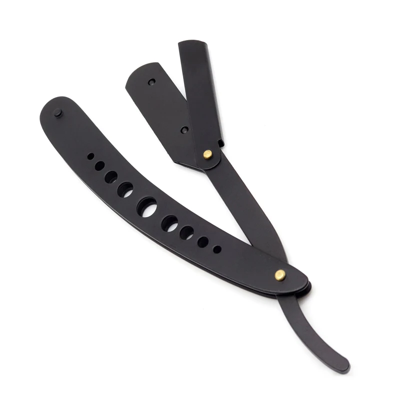 New Model Stainless Steel Folding Private Label Shavette Straight Razor Replaceable Barber Razor Blades