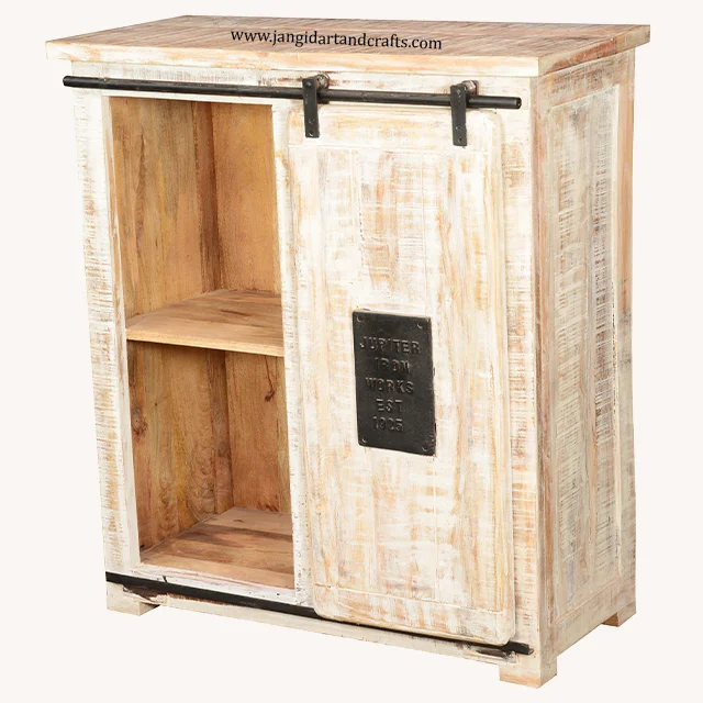 Vintage Industrial Furniture Wooden Drawer Chest with Sliding Door Living Room Home Decor Furniture Manufacturer India