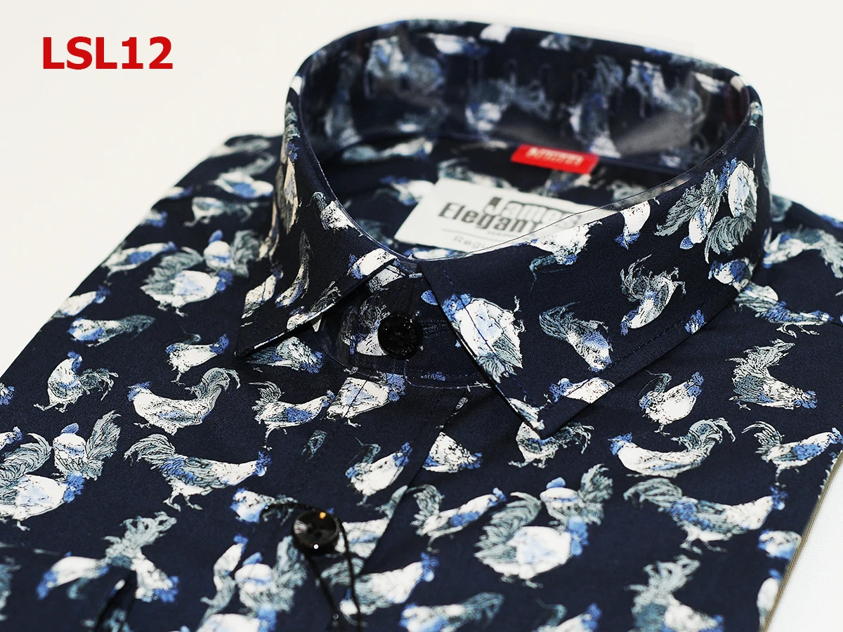 Vietnam Garment Products James Elegant Luxury Shirt Wholesale With Long Sleeve for Men Roosters Patterns