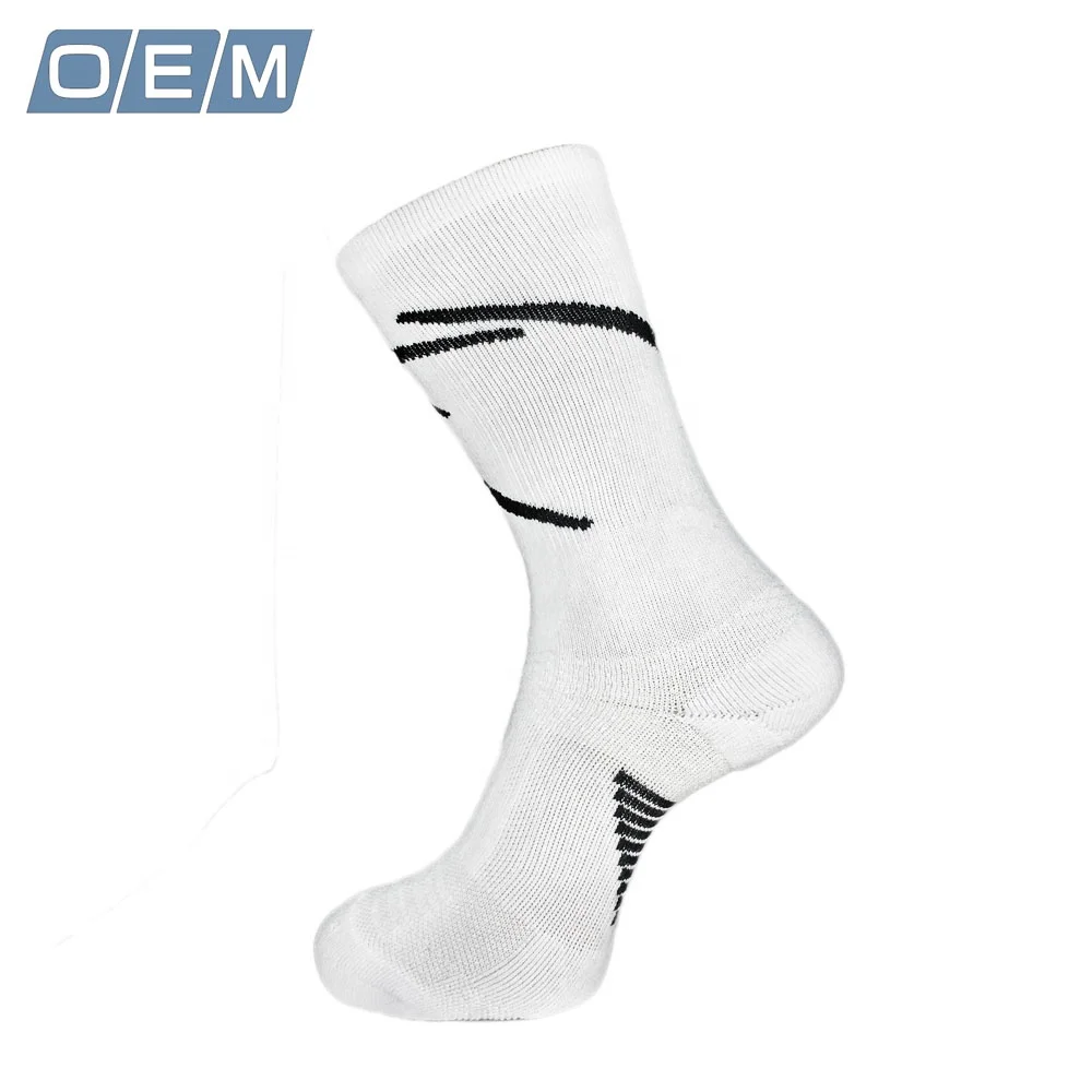 College All White Black Elite Adult Anti Slip Grip Moisture Wicking Soccer Baseball Football Padded Socks