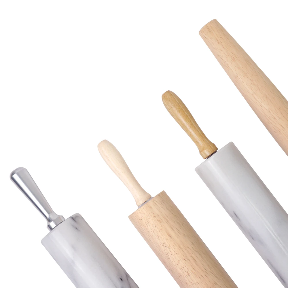 [Holar] Taiwan Made 18 Inch Natural White Marble Rolling Pin with Wooden Handle