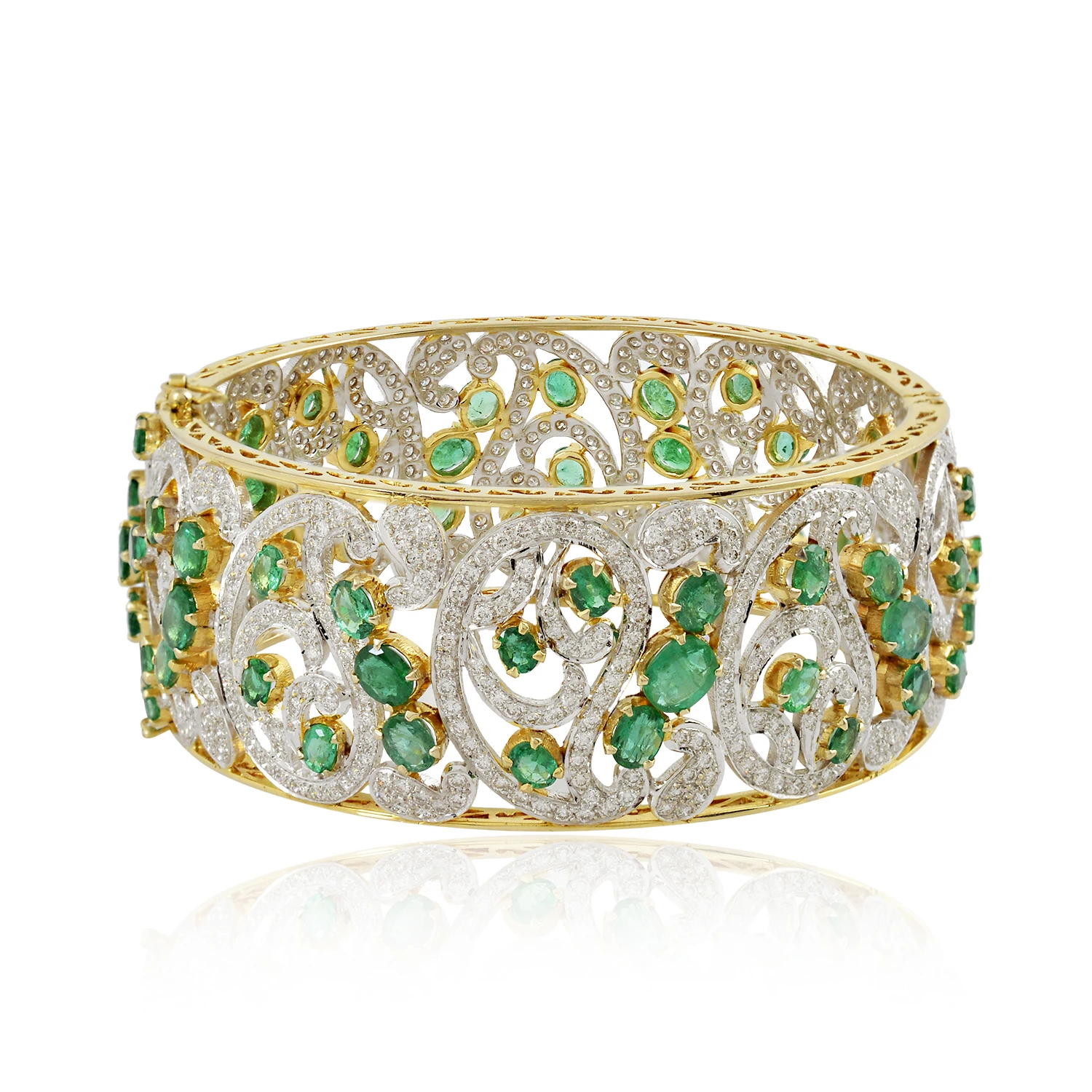 
 Жёлтое золото 18 карат, свадебная одежда, браслет с изумрудами, драгоценный камень, бриллиант, драгоценные ювелирные изделия  