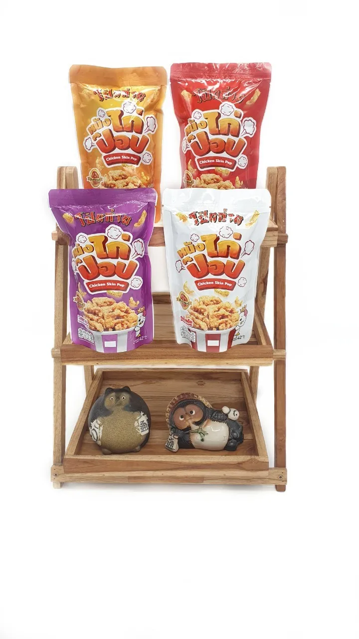 Poygai Crispy Fried Chicken Skin Pop Cheese Flavor 42 g. Premium Quality from Thailand 2022 New Product Hot Selling 4 favors