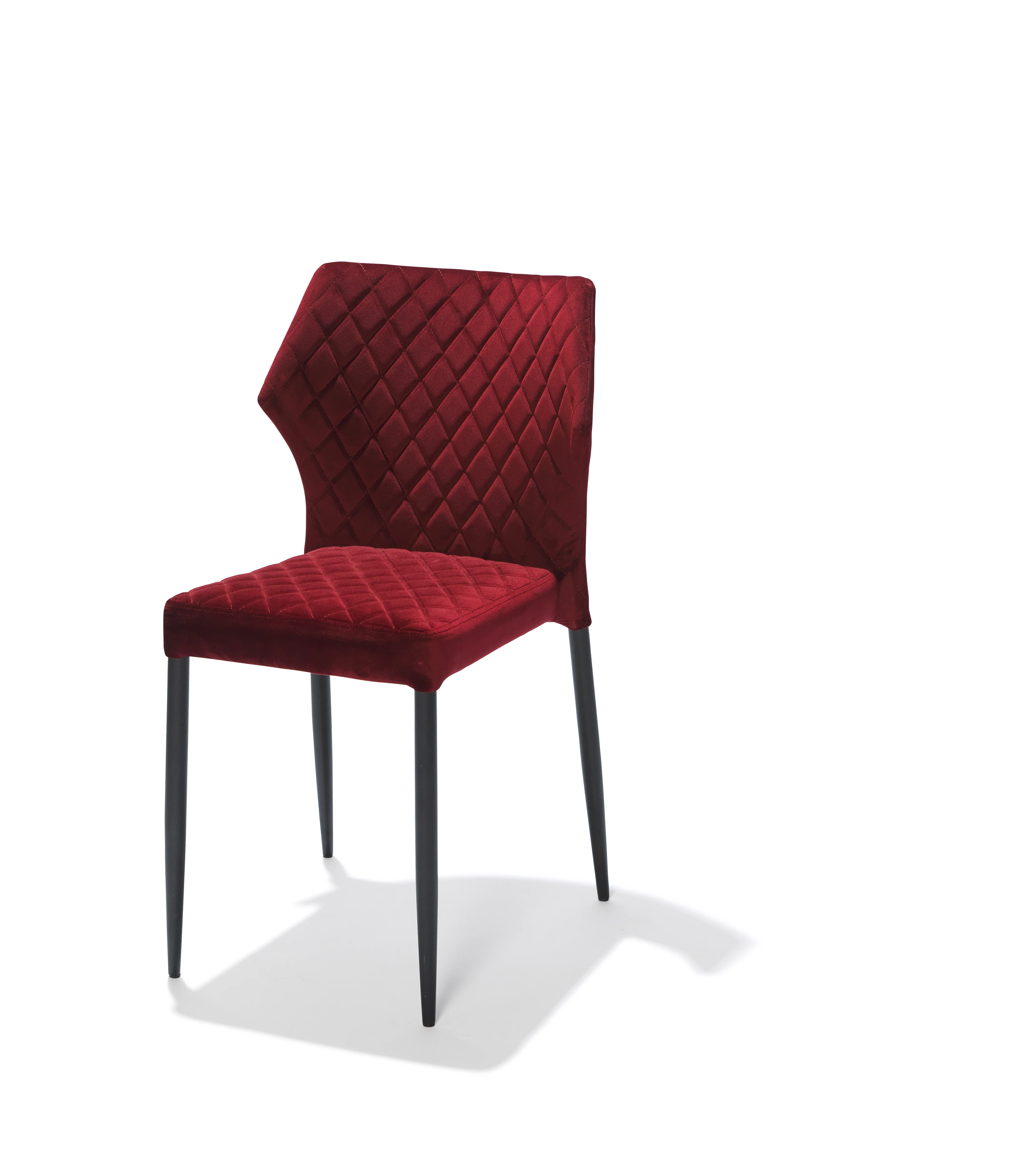 Factory Wholesale Luxury Design Fabric Modern Bordeaux Velvet Accent Dining Chairs Steel Frame Dining Chair