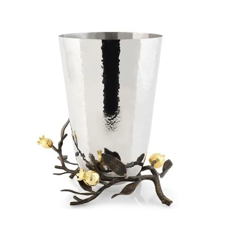 Дизайнерская алюминиевая и железная ваза хорошего качества серебристая полированная Цветочная по индивидуальному заказу для