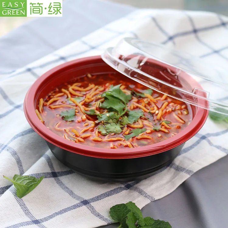  Легкая зеленые одноразовые от боли в спине PP суп Ramen чаши Горячая пищевой контейнер с