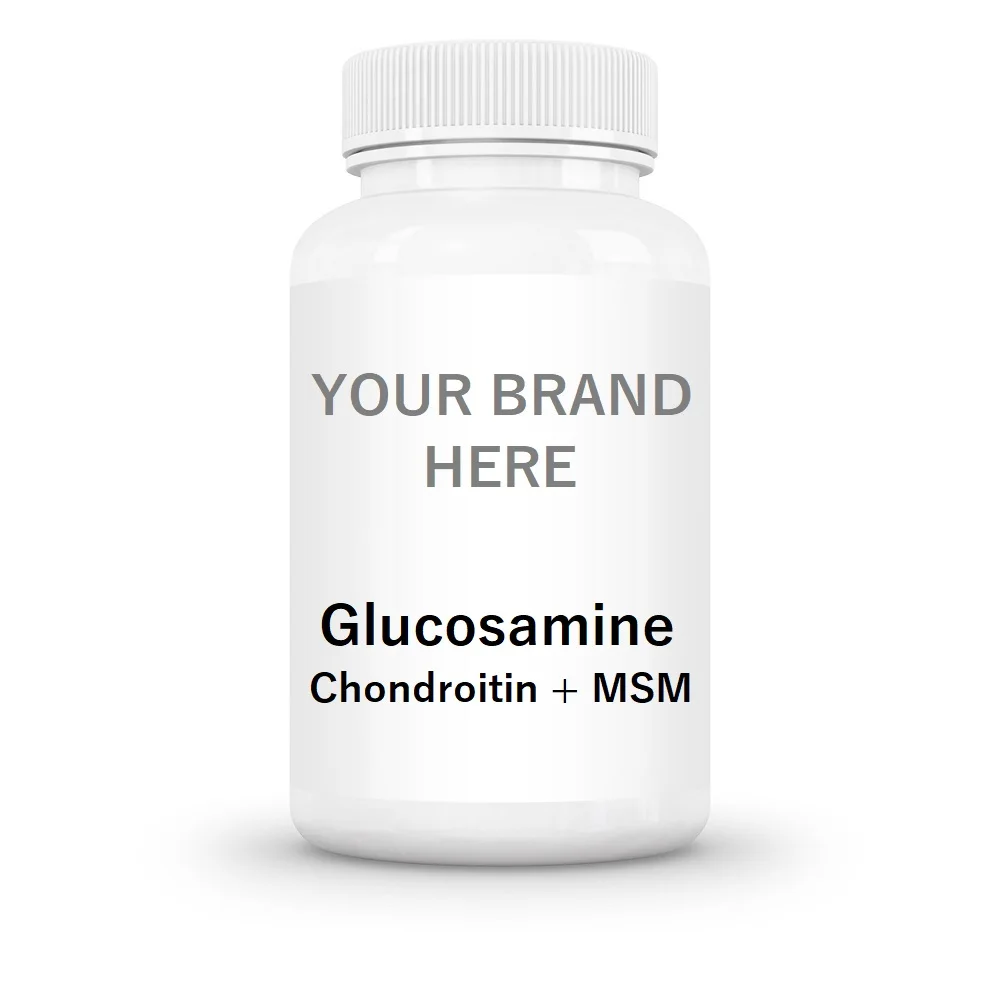 GMPc Glucosamine Chondroitin MSM Capsules Made in USA Private Label 60ct Bottle or Bulk Dietary Supplement