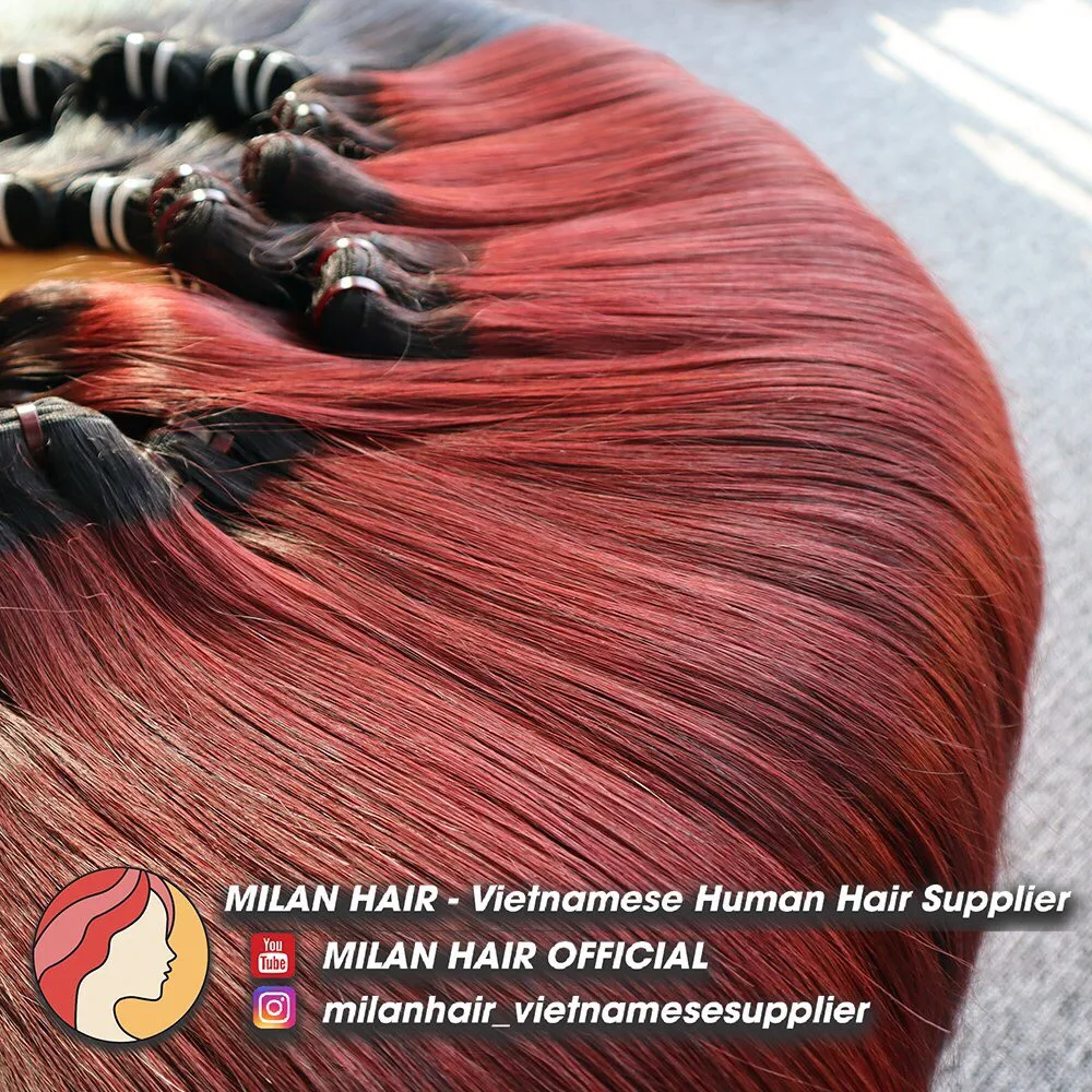 Оптовая продажа высококачественные прямые пучки костей с двойным рисунком множество цветов выровненные необработанные вьетнамские человеческие волосы кутикулой