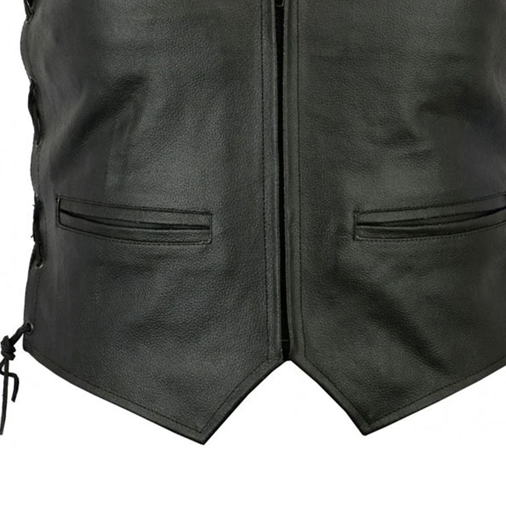High Quality Custom made unique design hip hop style leather vest / Men Motorbike Leather vest for sale