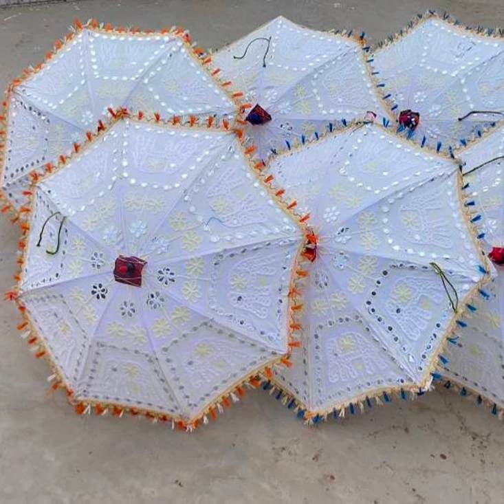 Beautiful Handmade Embroidery Mirror Work Small Umbrella For Wedding Decoration Small Hanging Umbrella For Decoration