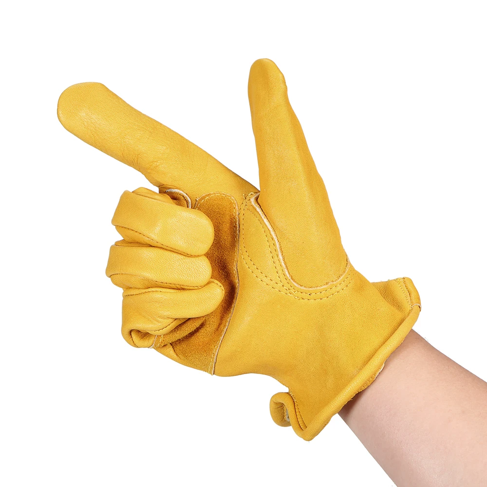 
Grain Goat Leather Wing Thumb Gardening Safety Work Driver Gloves 