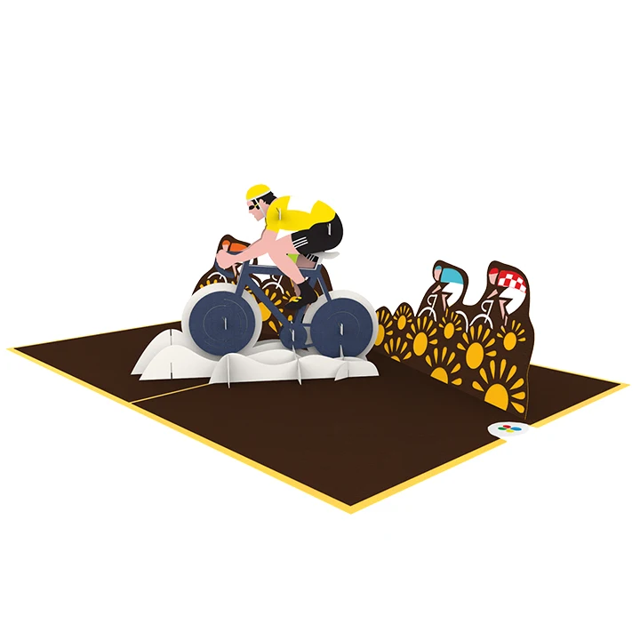  3D поздравительная открытка Tour de France Sport Велоспорт ручная лазерная резка оптовая продажа Вьетнам