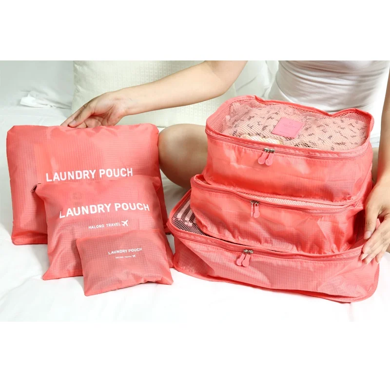 6 Set Packing Cubes Travel Luggage Packing Organizer With Laundry Bag