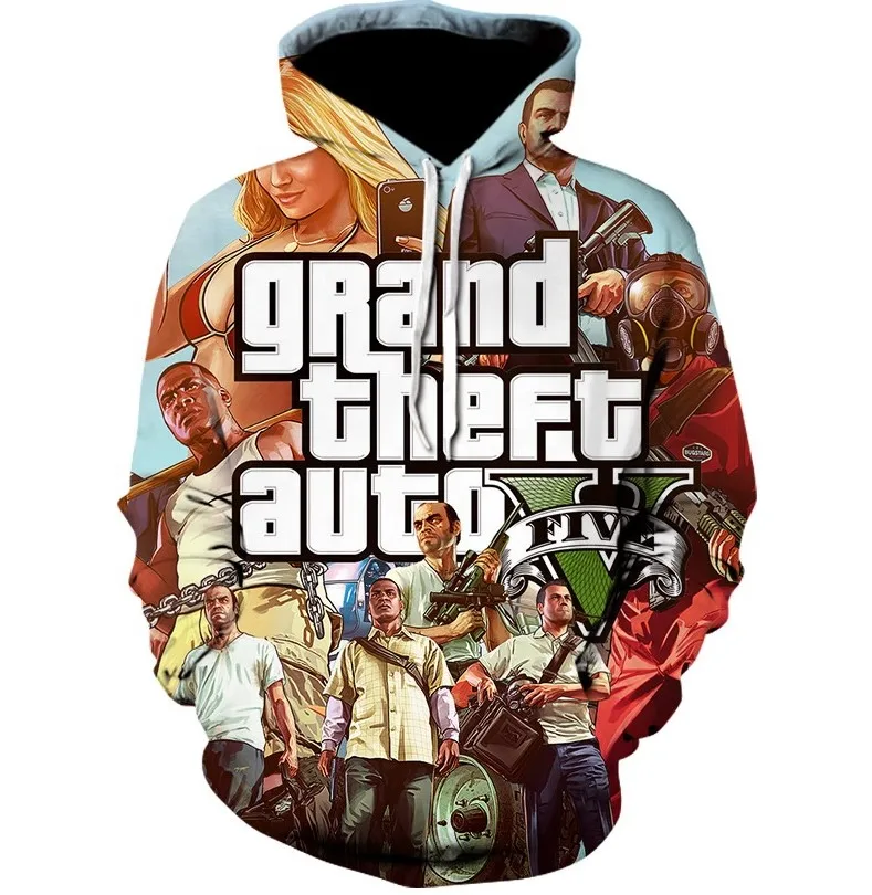 OEM GTA v game design hoodie pullover hoodies with sublimation for men made up of polyester fleece