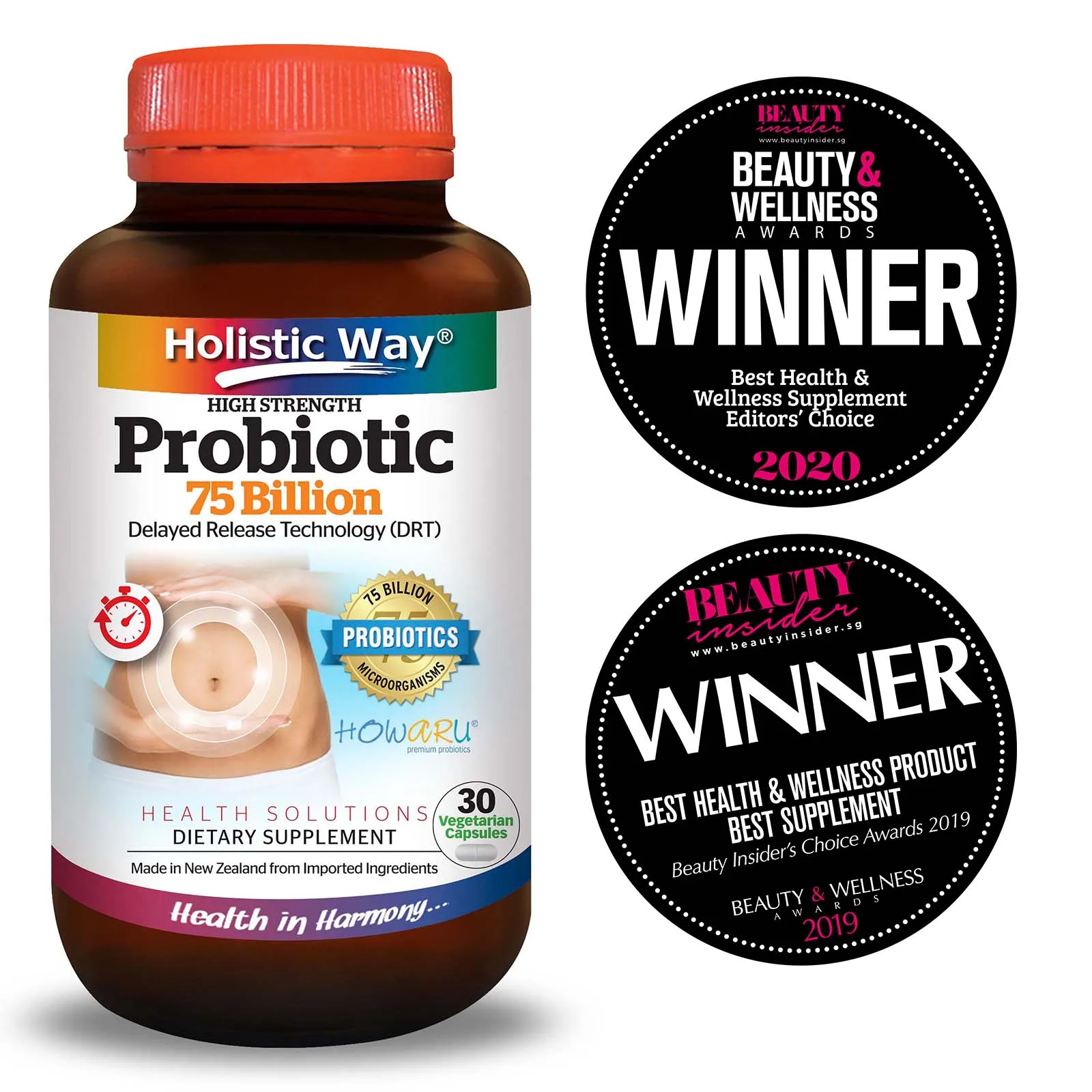 
Immunity Booster Dietary Stomach Supplement Holistic Way Probiotic 75 Billion (30 Vegetarian Capsules) 